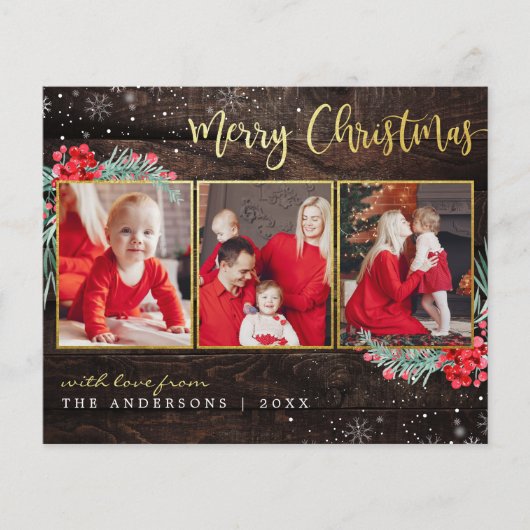 バジェットメリークリスマス金ゴールドウッド3フォトコラージュ (正面)