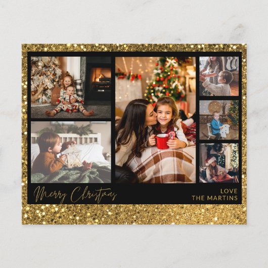 バジェットメリークリスマス金ゴールドグリッター数々の写真 (正面)