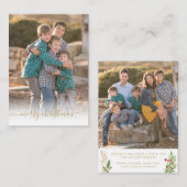 バジェットメリークリスマス金ゴールドスクリプトフォトホリデー ノートカード (正面/裏面)