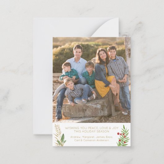 バジェットメリークリスマス金ゴールドスクリプトフォトホリデー ノートカード (裏面)