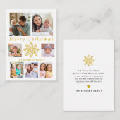 バジェットメリークリスマス金ゴールドスノーフレーク7写真 ノートカード (正面/裏面)