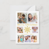 バジェットメリークリスマス金ゴールドスノーフレーク7写真 ノートカード (正面)