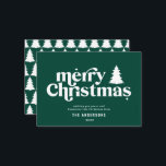 バジェットメリークリスマス非写真ホリデーカード ノートカード<br><div class="desc">予算メリークリスマスグラフィックタイポグラフィノンフォトホリデーカード。手描きモダンの文字と木。</div>