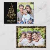 バジェットメリークリスマス2写真金ゴールド ノートカード (正面/裏面)