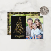バジェットメリークリスマス2写真金ゴールド ノートカード (正面/裏面インサイチュ)