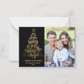 バジェットメリークリスマス2写真金ゴールド ノートカード (正面)