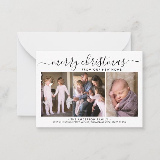 バジェットメリークリスマス3写真ホリディムービングカード ノートカード (正面)