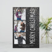 バジェットメリークリスマス3写真ラスティックホリデーカード (スタンド正面)