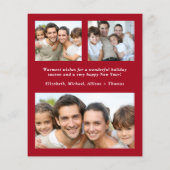 バジェットメリークリスマス4フォトレッドホリデーカード (裏面)