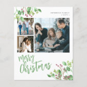 バジェットメリークリスマス6写真グリーンホリデーカード (正面)