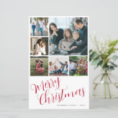 バジェットメリークリスマス6写真赤タイポグラフィカード (スタンド正面)