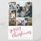 バジェットメリークリスマス6写真赤タイポグラフィカード (正面)
