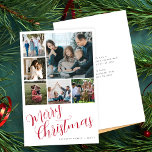 バジェットメリークリスマス6写真赤タイポグラフィカード<br><div class="desc">赤素朴手頃書モダンカスタム6家族とメリーのクリスマスのスクリプト数々の写真の写真でミニマルは、白い予算の文字の両方の側面にシンプルテンプレートのと一緒にを収集します。                           購入読前には製品の説明を離れお願い!    封筒はオプションである。    表示された内容を正確に受け取るため、テキストの情報とスペルをすべてダブルチェックする。印刷する前に他のユーザーがチェックしない。    このカードは5.5インチx 8.5インチのサイズに対応。別のサイズのカードを選択し、文字がページ外に出る場合は、ショッピングカートに製品を追加する前に、すべてを修正する必要がある。ライブ頼デザインサービスを救済お願い。              背景とスクリプトの色は編集可能であることに注意してください。テンプレートを変更するには、ITメニューの下カスタマイズにあるオプションを選択した後で行う。あなたもしは簡単に感じそれを変更しない救済です頼、Zazzleライブデザインサービスまたはデザイナーのためにデザイナーしてください。</div>