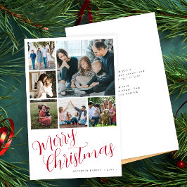 バジェットメリークリスマス6写真赤タイポグラフィカード