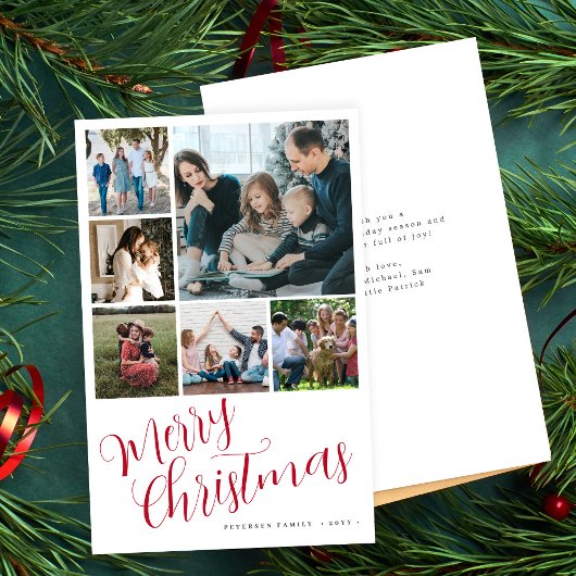 バジェットメリークリスマス6写真赤タイポグラフィカード