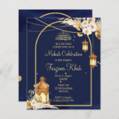 バジェットメーンディ招待状アラビアンランタンゴールデンアーチ (正面/裏面)