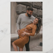 バジェットモダンかわいい桃の赤ちゃんシャワー写真招待状 (裏面)