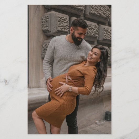 バジェットモダンかわいい桃の赤ちゃんシャワー写真招待状 (裏面)