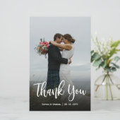 バジェットモダンの結婚写真ありがとうスクリプトカード (スタンド正面)