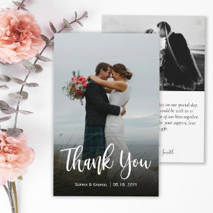 バジェットモダンの結婚写真ありがとうスクリプトカード