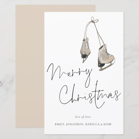 バジェットモダンアイススケートMerry Christmas Card (正面/裏面)