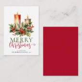 バジェットモダンウォーターカラーキャンドルメリークリスマス ノートカード (正面/裏面)