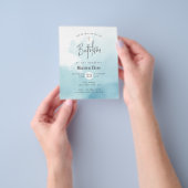 バジェットモダンウォーターカラークラウドバプテスマ招待状 チラシ (手)