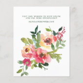 バジェットモダンウォーターカラーレッドピンクフローラ結婚ズ (裏面)