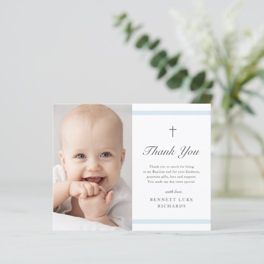 バジェットモダンエレガンスボーイズバプテスマサンキューカード (スタンド正面)