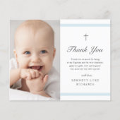 バジェットモダンエレガンスボーイズバプテスマサンキューカード (正面)