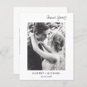 バジェットモダンエレガントなウェディングフォトサンキューカード (正面/裏面)