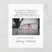 バジェットモダンエレガントなウェディングフォトサンキューカード (裏面)