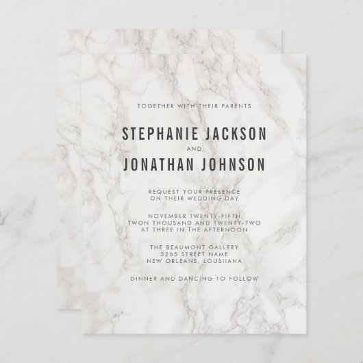 バジェットモダンエレガントミニマル大理石結婚の (正面/裏面)