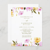 バジェットモダンオリーブピンク水彩フローラ結婚ズ (正面/裏面)