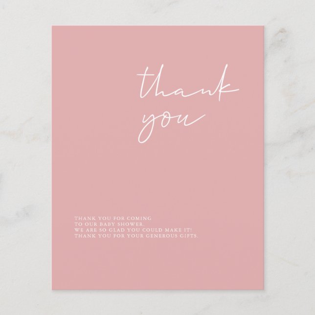 バジェットモダンガールベビーシャワーサンキューカード (正面)