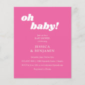 バジェットモダンキュートホットピンクベビーシャワー招待状 (正面)