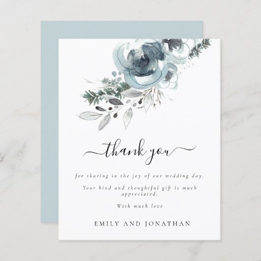 バジェットモダンクリスマス花模様結婚ズ・サンキュー (正面/裏面)