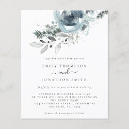 バジェットモダンクリスマス花模様結婚式招待状