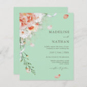バジェットモダングリーンフローラ結婚式招待状 (正面/裏面)