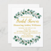 バジェットモダングリーンリーブライダルシャワー招待 (正面/裏面)