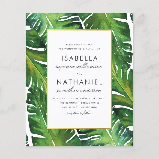 バジェットモダングリーン熱帯葉トロピカル・結婚 (正面)