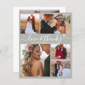 バジェットモダンコラージグリーン結婚ズサンキューカード (正面/裏面)