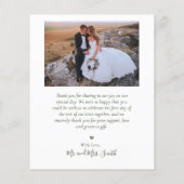 バジェットモダンコラージグリーン結婚ズサンキューカード (裏面)