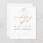 バジェットモダンゴールドフォイルホワイトウェディング招待 (正面/裏面)