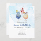 バジェットモダンサマーカクテルパーティの招待状 (正面/裏面)