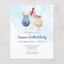 バジェットモダンサマーカクテルパーティの招待状
