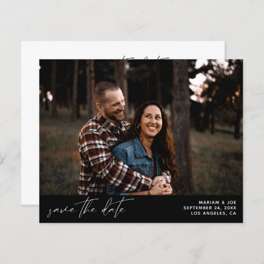 バジェットモダンシック写真水平の日付を保存B (正面/裏面)