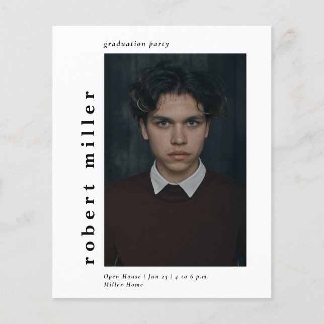 バジェットモダンシンプル写真卒業招待状 (正面)