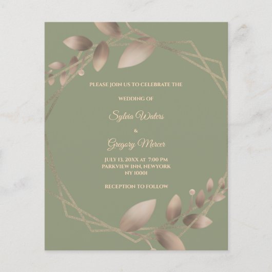 バジェットモダンシンプル植物セージ緑の金ゴールド (正面)