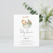 バジェットモダンスクリプトかわいいコウノトリと赤ちゃんシャワー (スタンド正面)